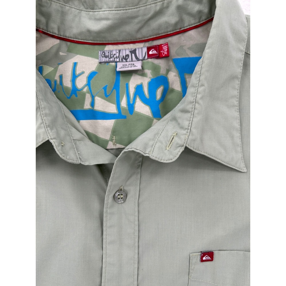 Quiksilver Mens Slim Fit Sage Green Long Sleeve Button Down Shirt XXL B109898 - Picture 10 of 12